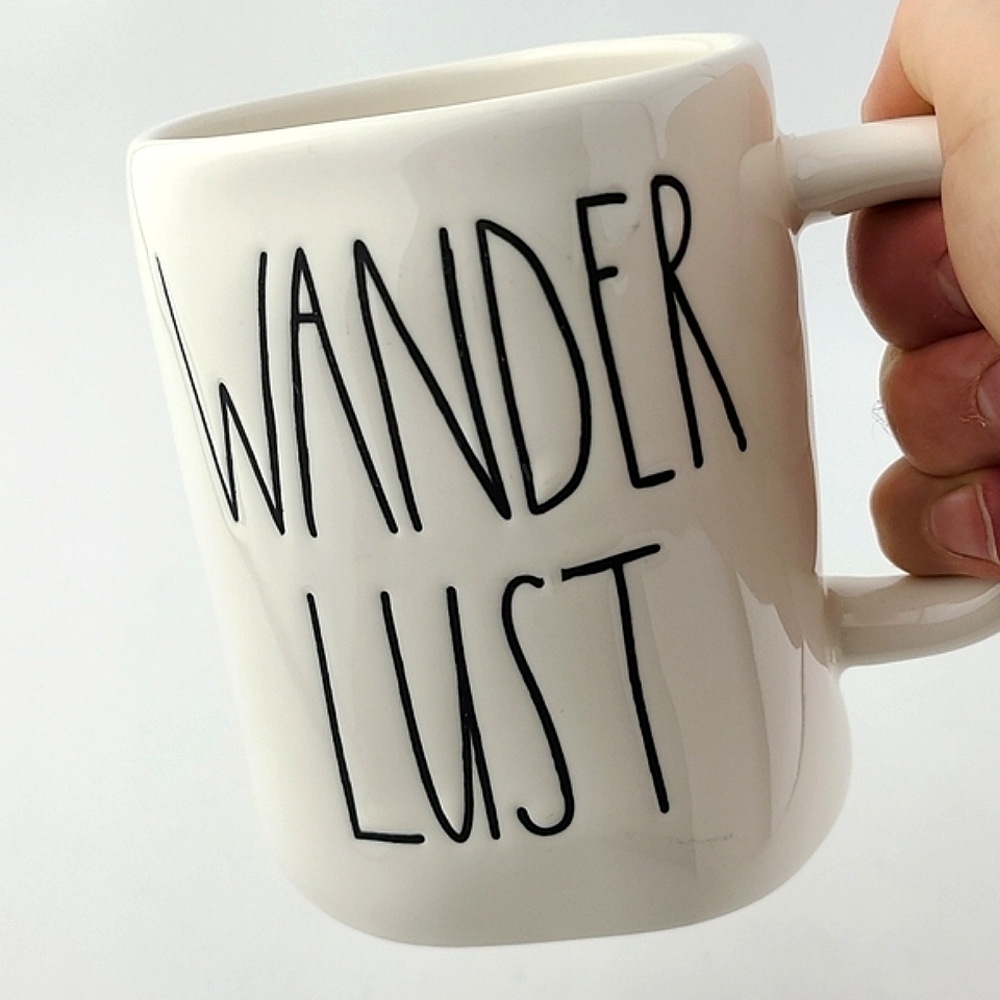 Rae Dunn Artisan by Magenta White Ceramic Mug Black Large Letters WANDER LUST - Picture 5 of 12